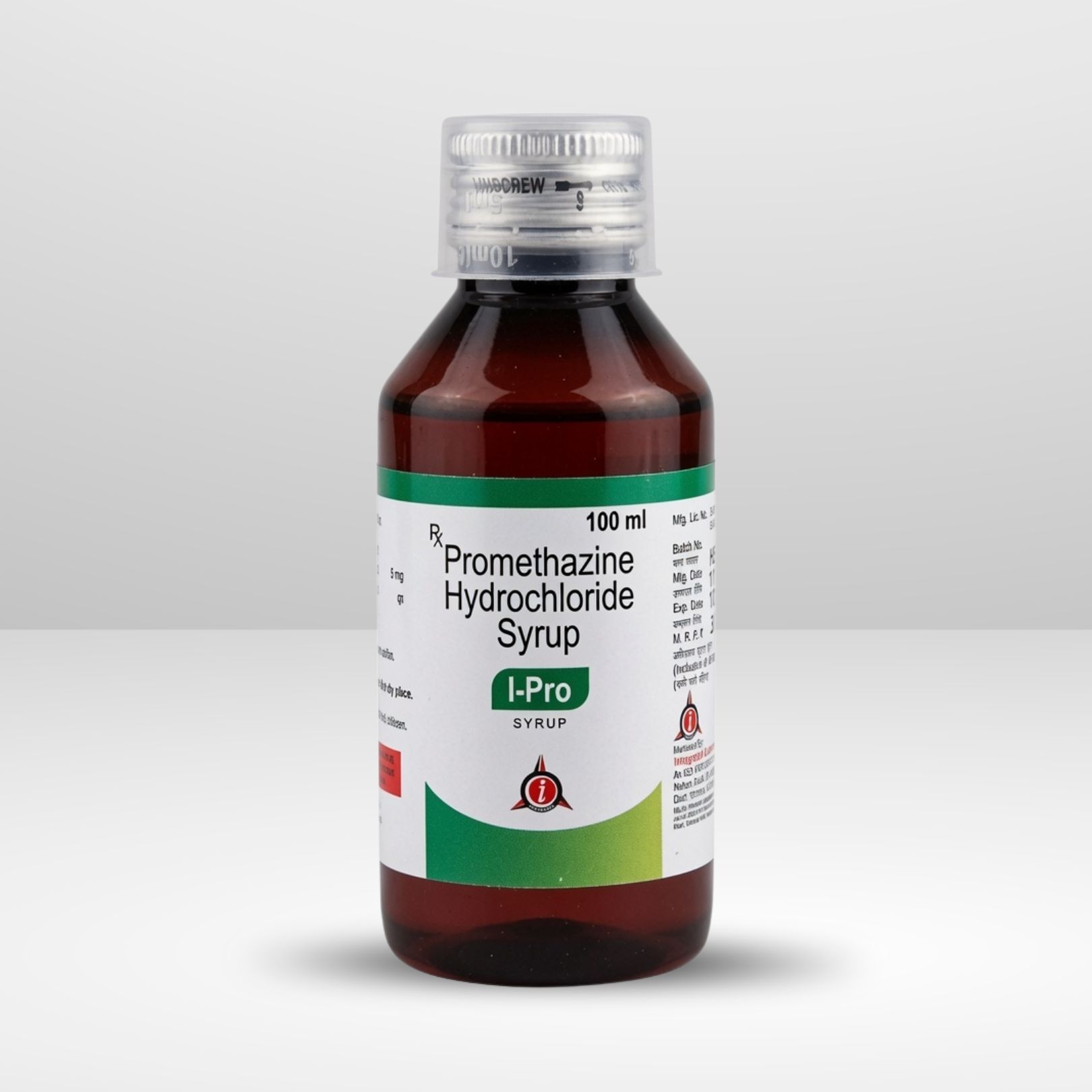 Bottle and box of Ipro Promethazine Hydrochloride Syrup