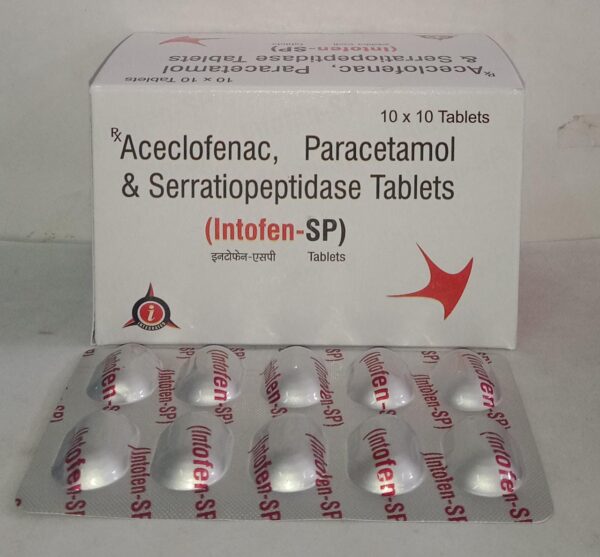 Aceclofenac, Paracetamol & Serratiopeptidase Tablets (Intofen-Sp)