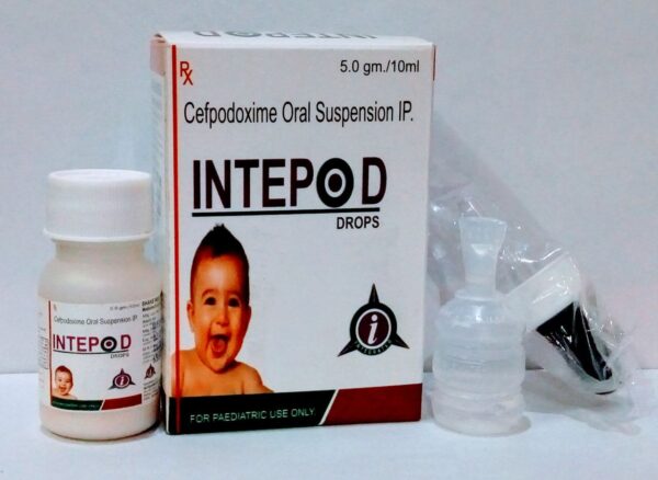 Cefpodoxime Oral Suspension IP. 5.0 gm10 ml Drops (Intepod Drops)