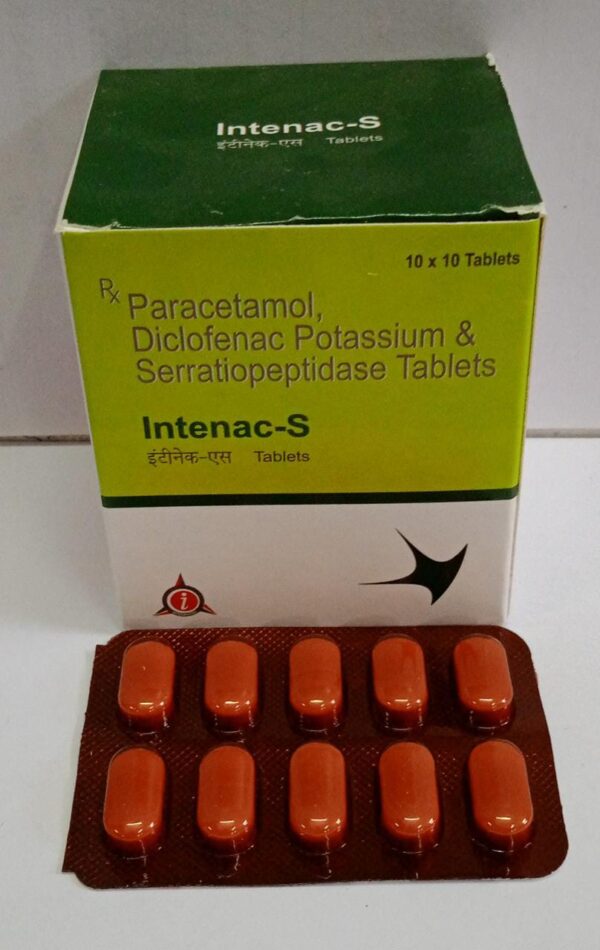 PCM+Diclofenac Pot.+Serratiopeptidase Tablets (Intenac-S)