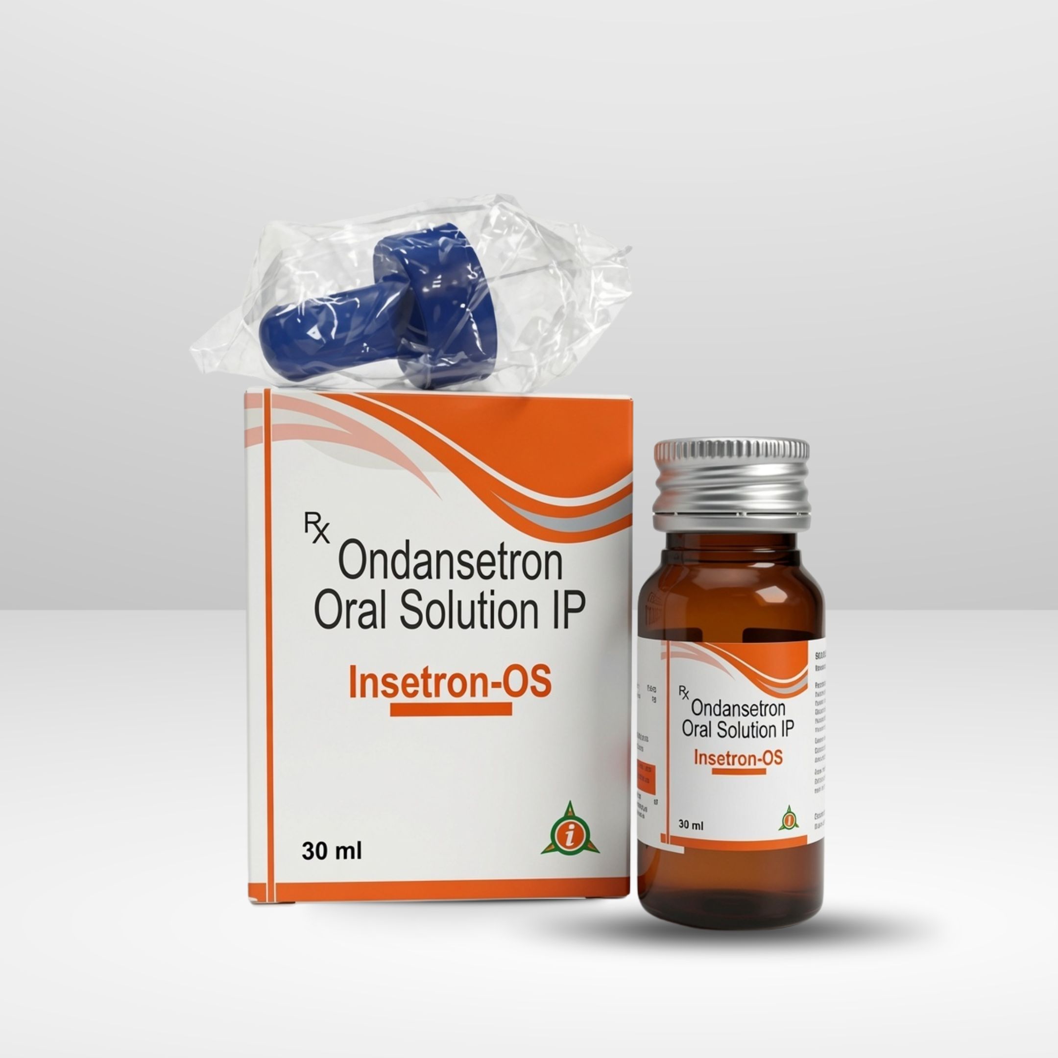 Bottle and box of Insetron-OS Ondansetron Oral Solution Syrup