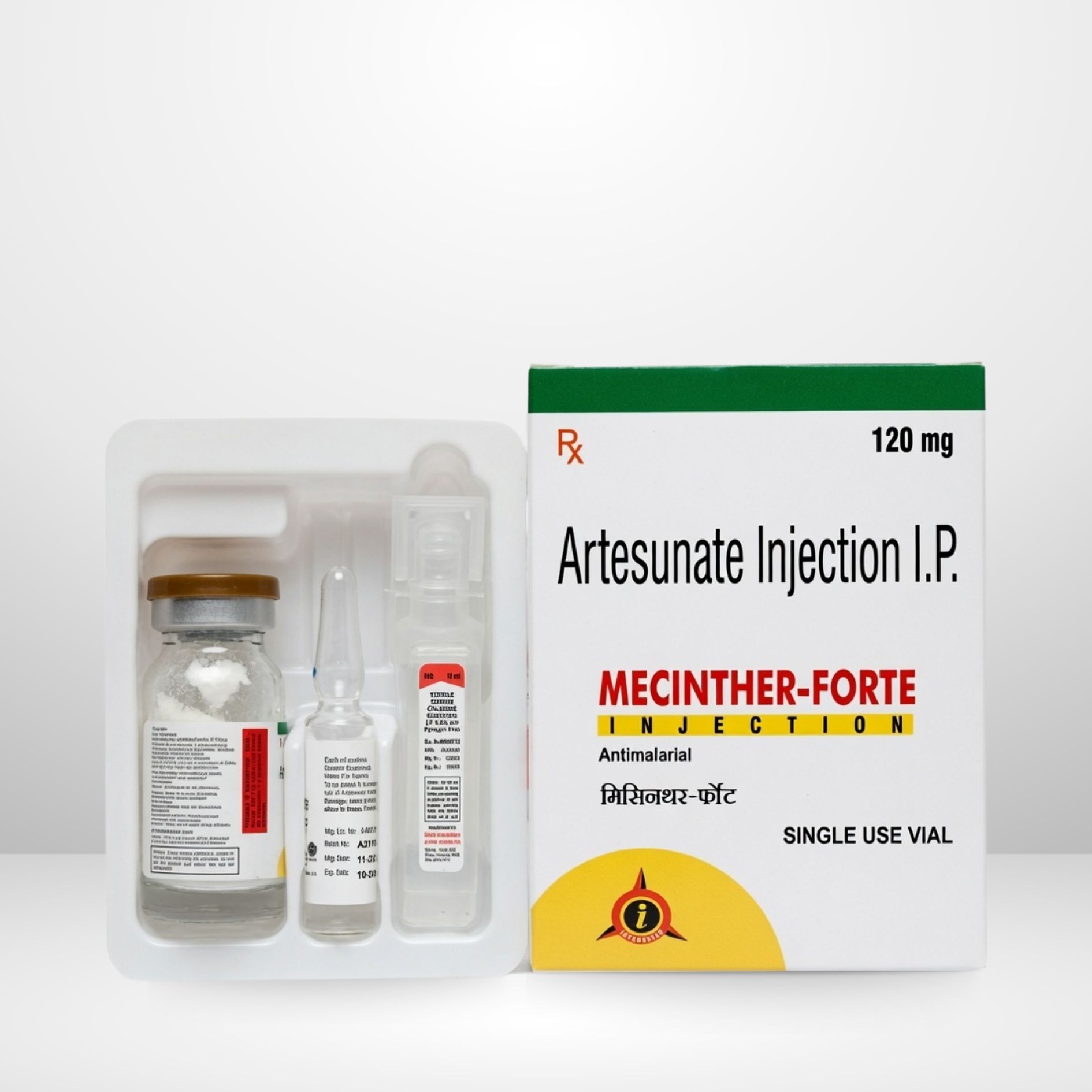 Azithromycin 500mg Injection vial and packaging labeled Introcin-500 by Integrated Laboratories for pharmaceutical use.