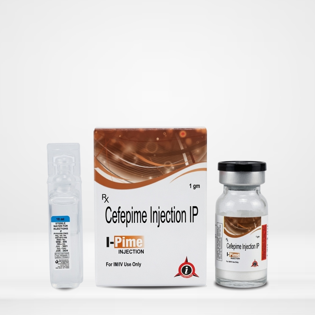 Cefepime 1gm Injection vial and packaging labeled I-Pime by Integrated Laboratories for pharmaceutical use