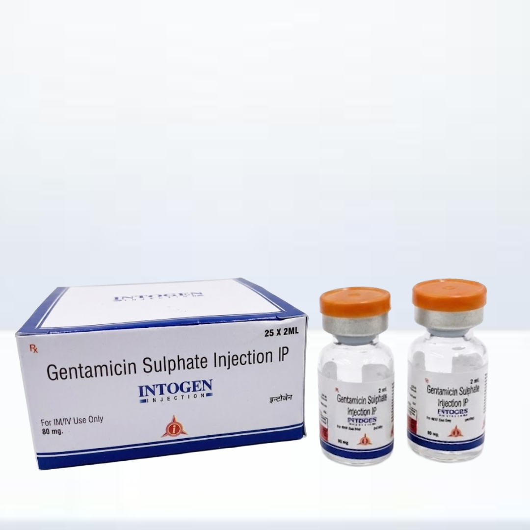 Vial and box of Intogen-2ml Gentamicin Injection 80mg