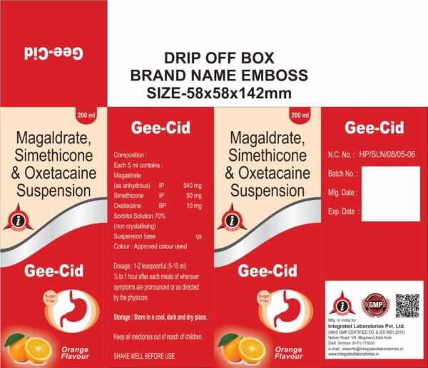 Magaldrate Simethicone & Oxetacaine (Gee-Cid)