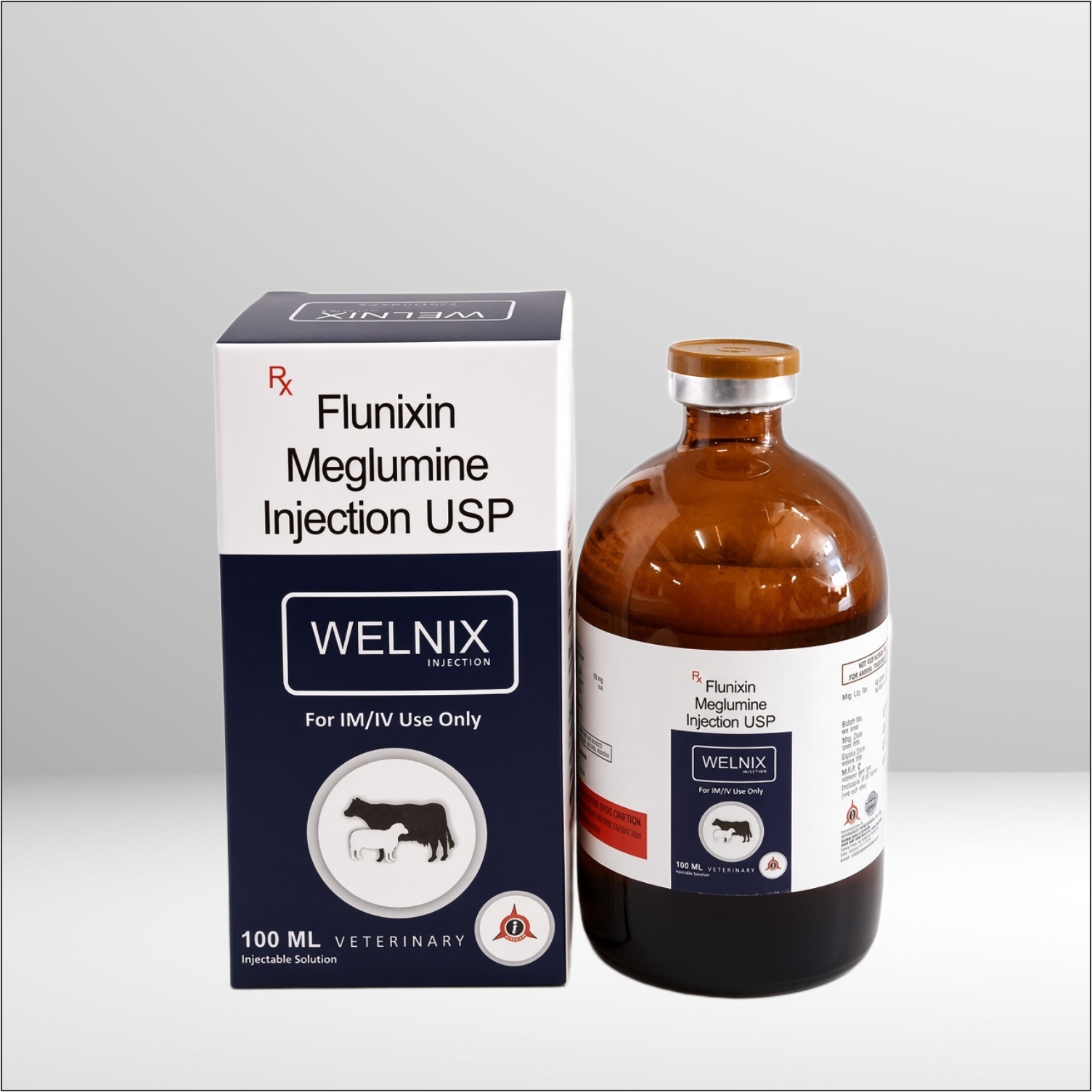 100ml vial and box of Welnix Flunixin Meglumine Injection