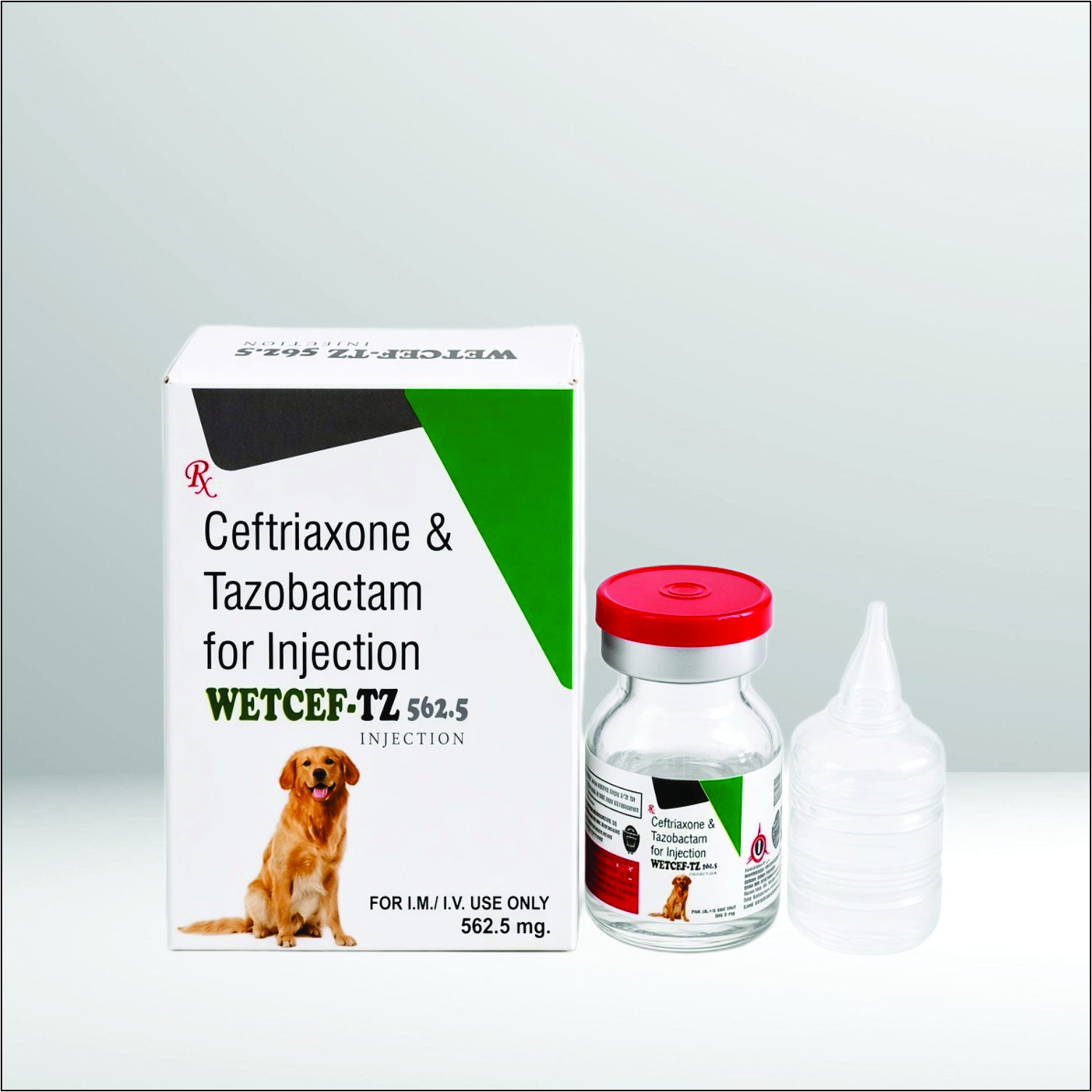 Vial and box of Wetcef-Tz 562.5mg Ceftriaxone and Tazobactam Injection